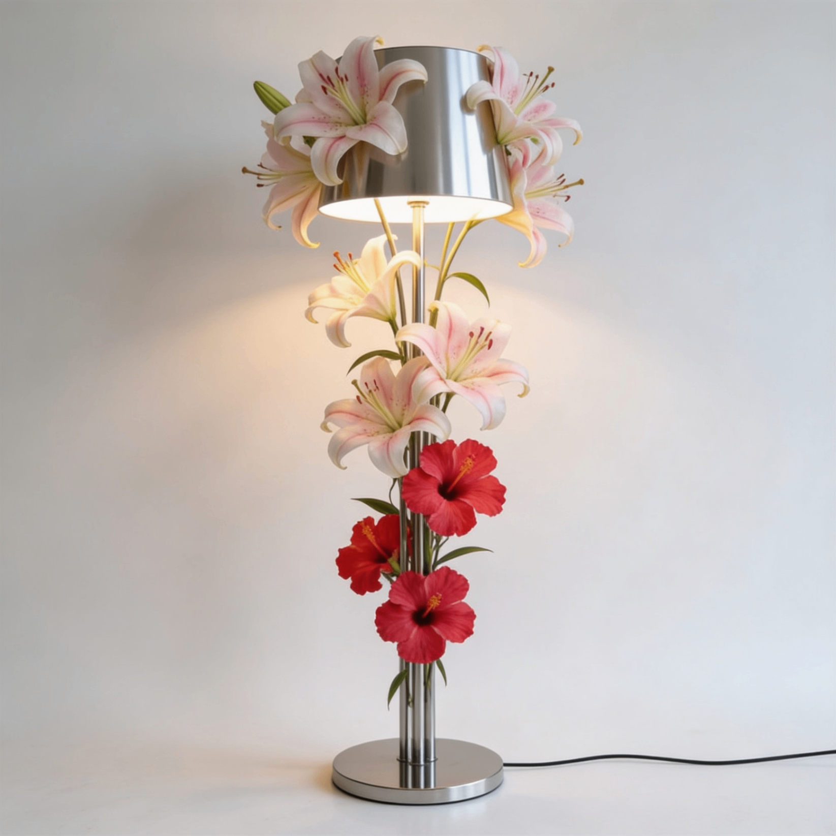 Lampe fleurie sur objet